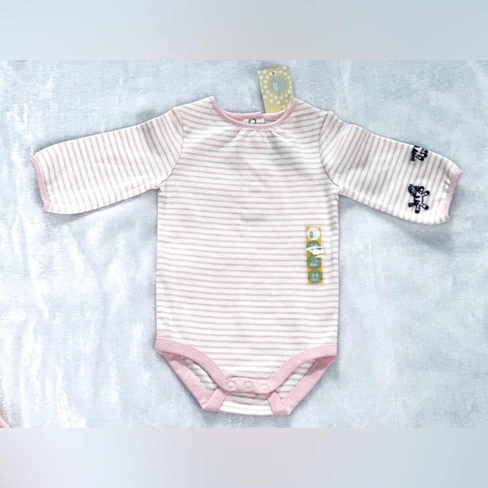 Gymboree SOCK MONKEY & FRIENDS ZEBRA pink stripe onesie 3-6 Mo NWT VINTAGE baby